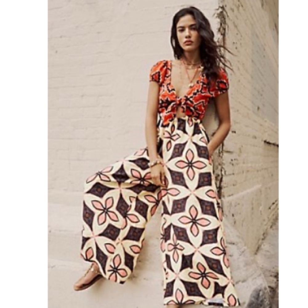 Free People Multicolor Floral Wide-Leg Jumpsuit